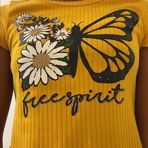 yellow butterfly and flower shirt